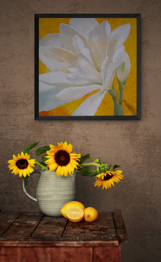 Amaryllis-flower-painting-with-sunflowers