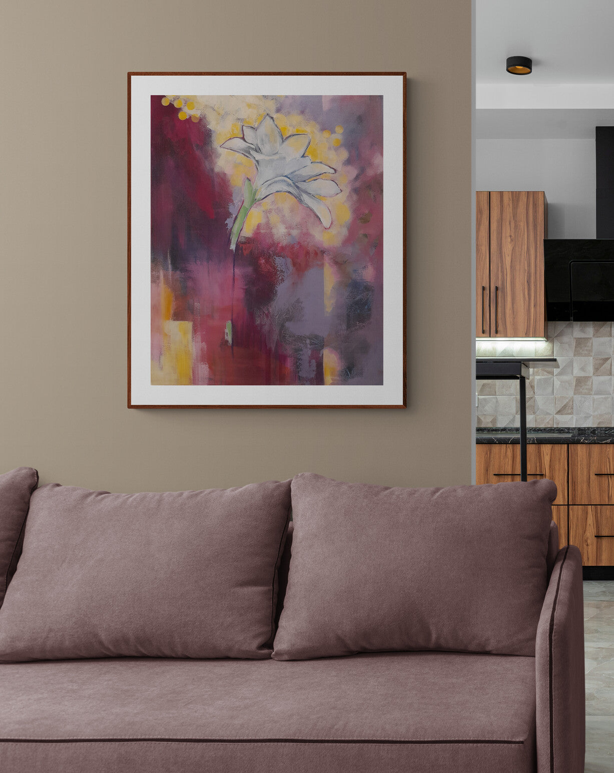 Colorful Day Fine Art Print  featuring vibrant white amaryllis flower with multilayered colors