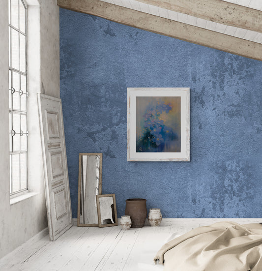 Forget-me-not-fine-art-print-featuring delicate spring flowers. Unique nature-inspired wall art original by Tiina Alanen.