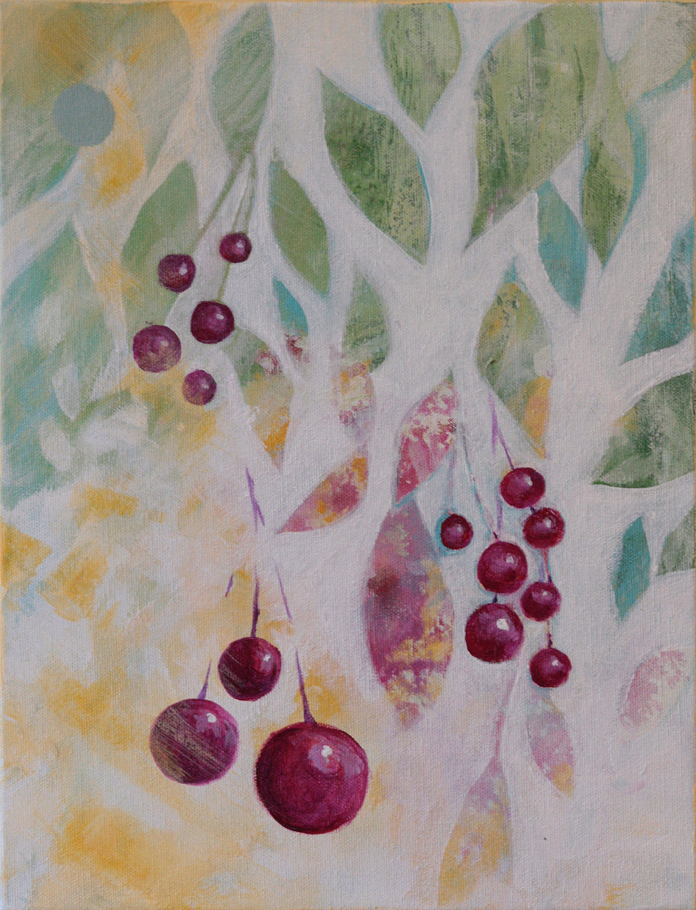 Happy Leaves and Berries original acrylic painting on canvas- My Store