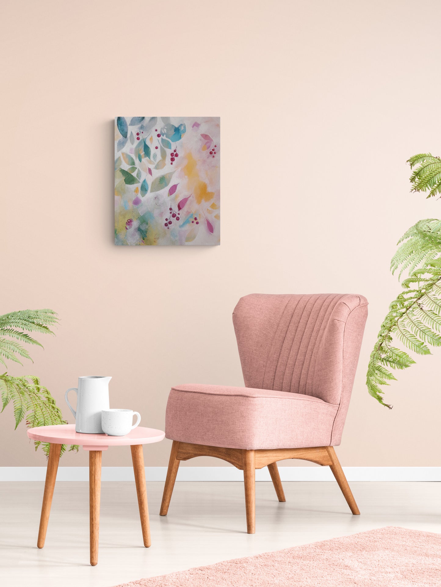Joyful Leaves and Berries original acrylic canvas painting- My Store